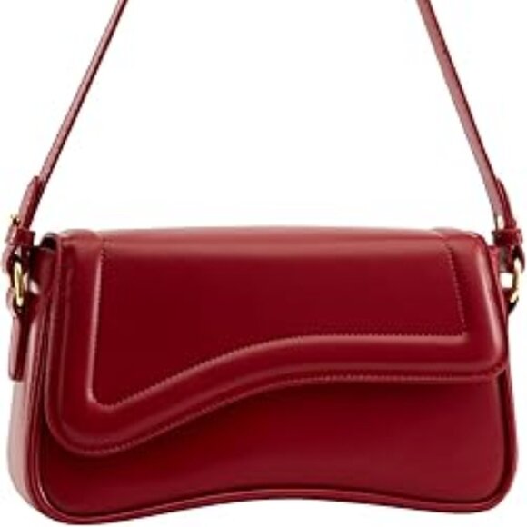 Neiman Marcus Red Wine PU leather Saddle Bag - Picture 3 of 3